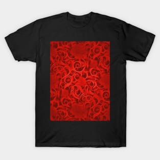 Gothic Deep Red Floral T-Shirt